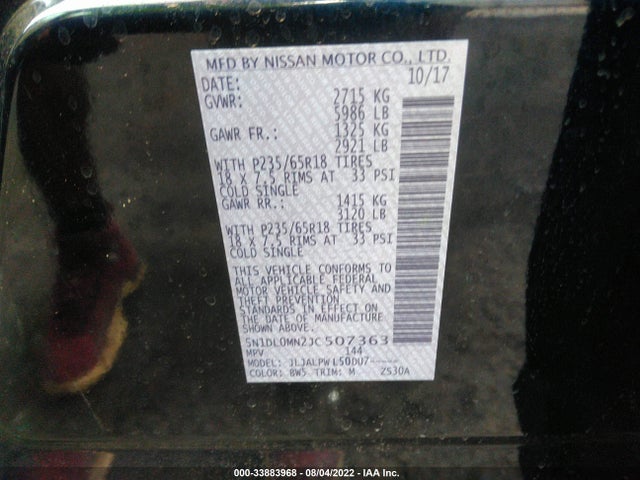 5N1DL0MN2JC507363 Infiniti QX60