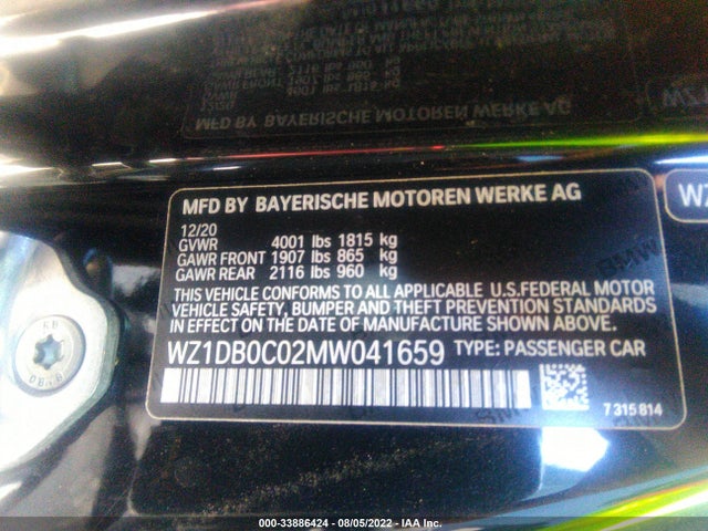 2021 Toyota Supra, VIN: WZ1DB0C02MW041659