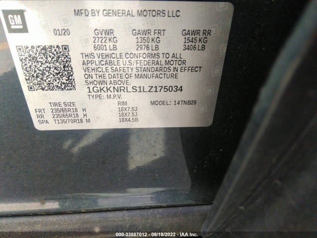 2020 GMC Acadia, VIN: 1GKKNRLS1LZ175034
