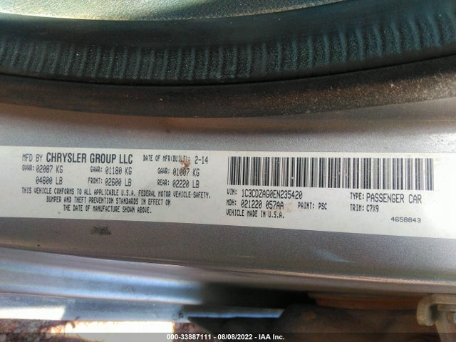 2014 DODGE AVENGER SE VIN: 1C3CDZAG0EN235420