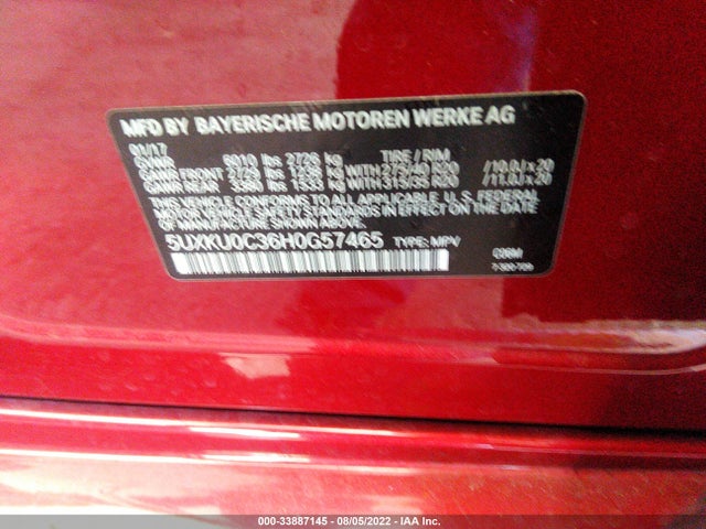 2017 BMW X6, VIN: 5UXKU0C36H0G57465