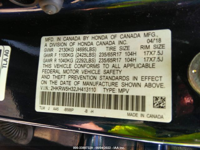 2HKRW5H32JH413110 Honda CR-V LX