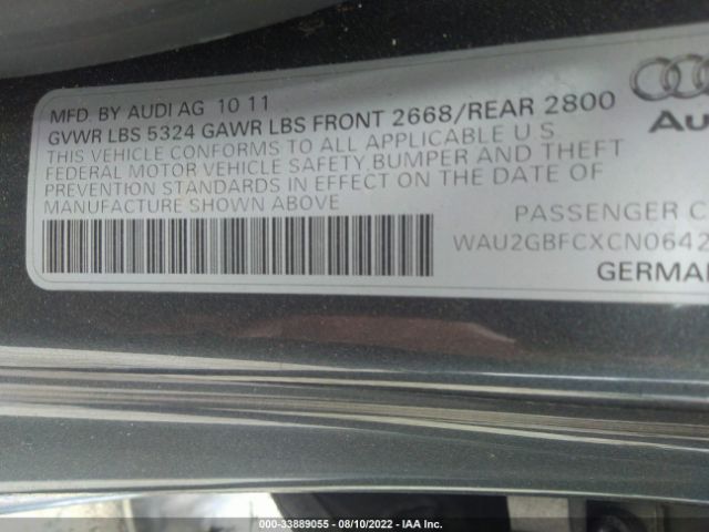 2012 AUDI A7 WAU2GBFCXCN064228 Photo 8