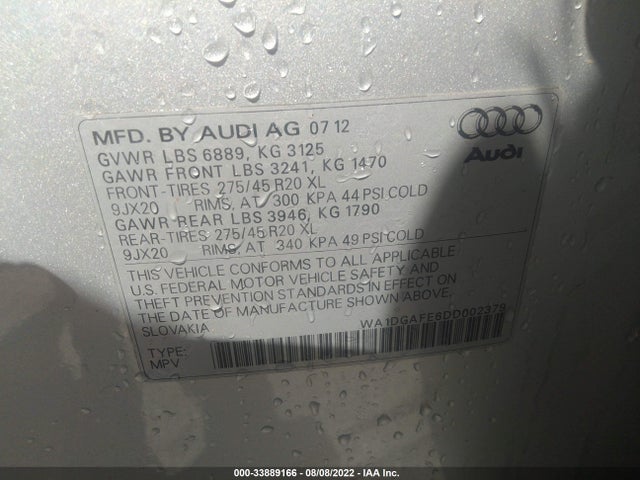 WA1DGAFE6DD002379 Audi Q7 3.0t S Line Prestige