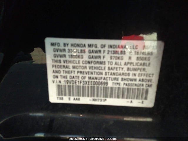 19VDE1F3XEE000699 Acura ILX