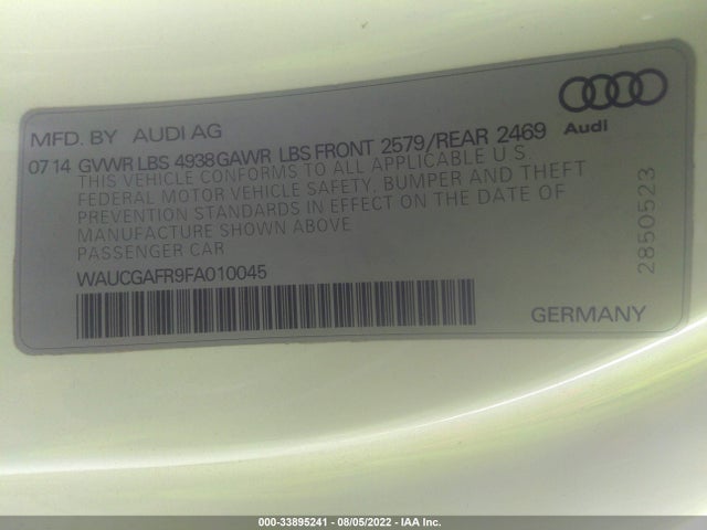 2015 Audi S5, VIN: WAUCGAFR9FA010045