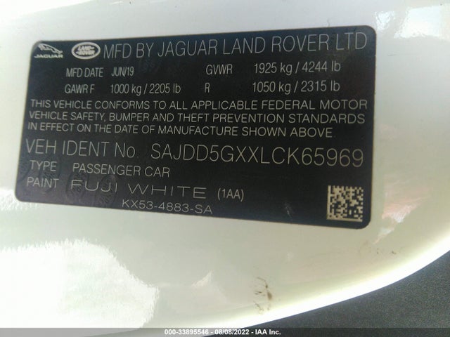 2020 Jaguar F-TYPE, VIN: SAJDD5GXXLCK65969