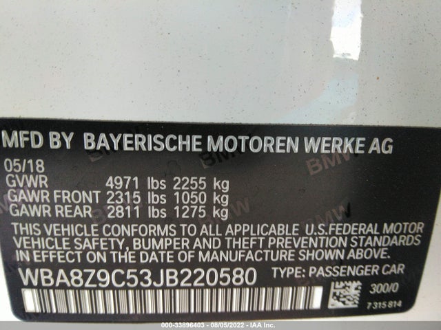 2018 BMW 3 Series, VIN: WBA8Z9C53JB220580