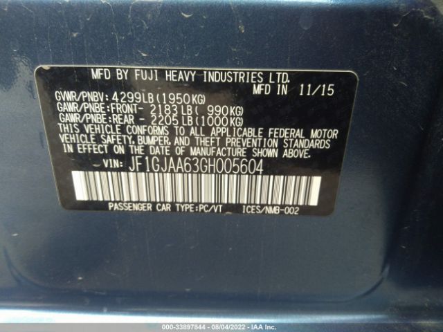 JF1GJAA63GH005604 Subaru IMPREZA SEDAN