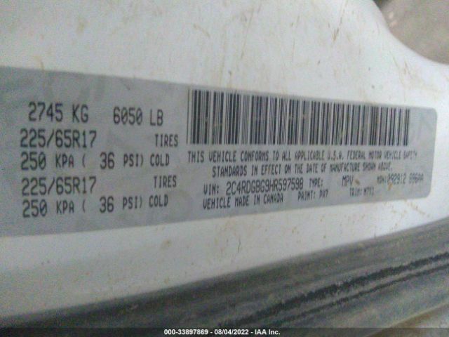 2C4RDGBG9HR597598 Dodge Grand Caravan Se Plus