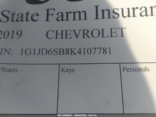 Chevrolet SONIC LT 2019 1G1JD6SB8K4107781 Image 9