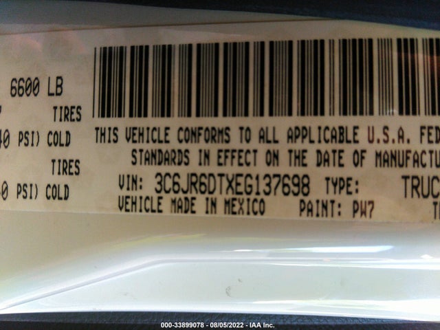 RAM 1500 Tradesman 2014 3C6JR6DTXEG137698 Image 11