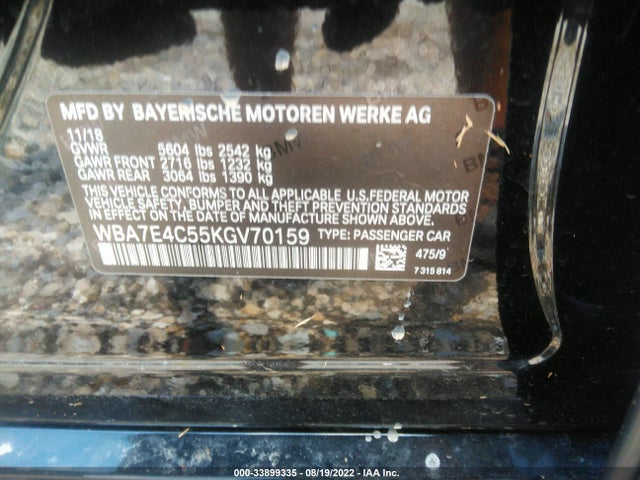 2019 BMW 7 Series, VIN: WBA7E4C55KGV70159