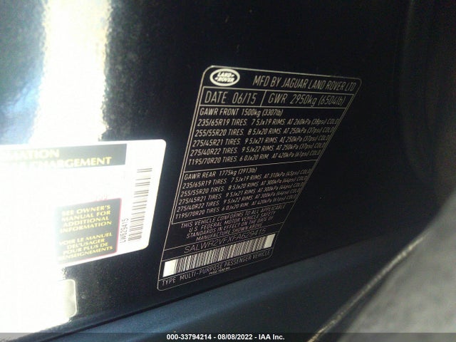 2015 Land Rover Range Rover Sport, VIN: SALWR2VFXFA629415