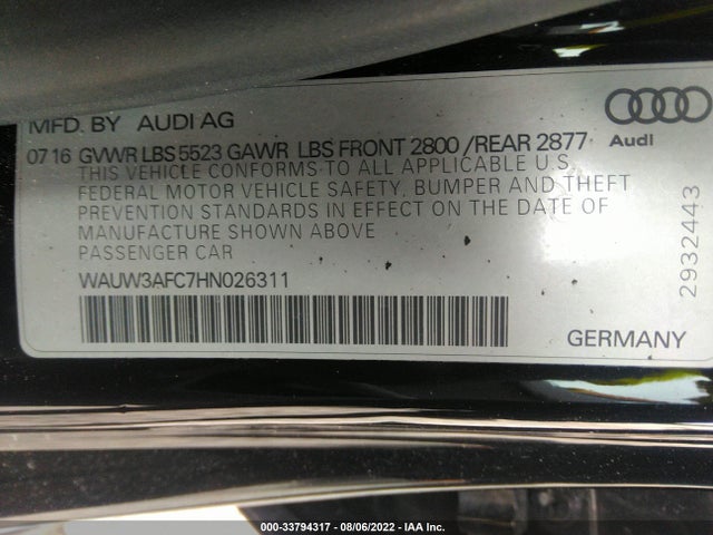 2017 Audi A7, VIN: WAUW3AFC7HN026311