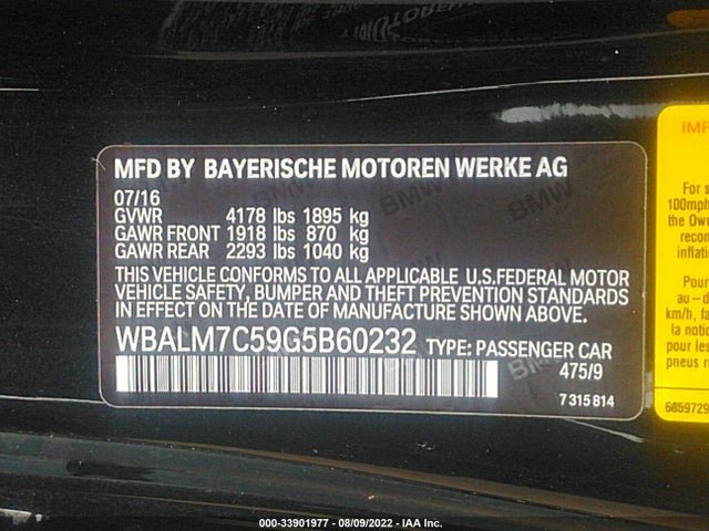 2016 BMW Z4, VIN: WBALM7C59G5B60232