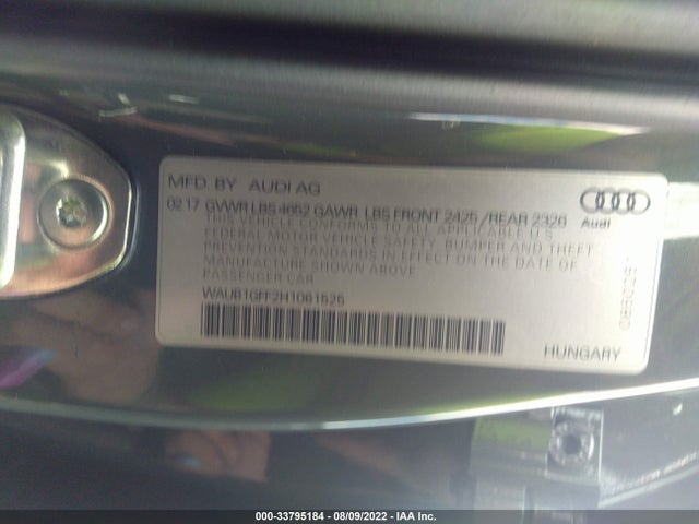 2017 Audi S3, VIN: WAUB1GFF2H1061525
