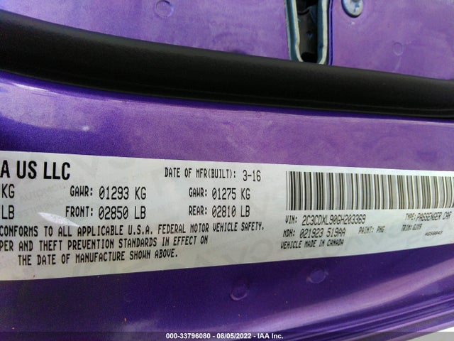 2016 Dodge Charger, VIN: 2C3CDXL90GH203369