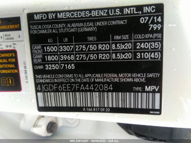 4JGDF6EE7FA442084 Mercedes-Benz Gl-class Gl 450