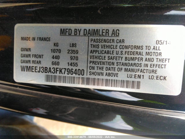 2015 Smart Fortwo, VIN: WMEEJ3BA3FK796400