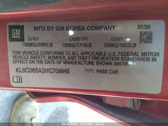 Chevrolet SPARK 1LT 2021 KL8CD6SA3MC709948 Image 9