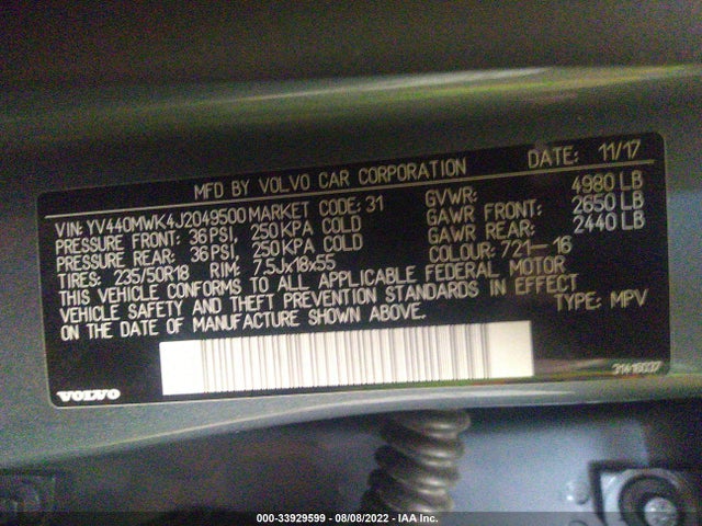 2018 Volvo V60, VIN: YV440MWK4J2049500
