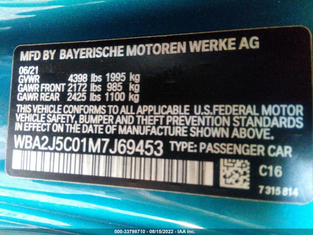 2021 BMW 2 Series, VIN: WBA2J5C01M7J69453