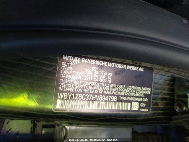 2017 BMW i3, VIN: WBY1Z8C37HV894798