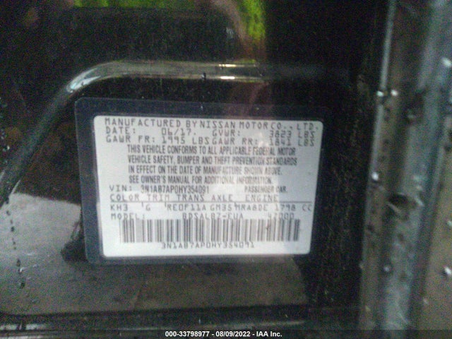 Nissan SENTRA S 2017 3N1AB7AP0HY354091 Image 9