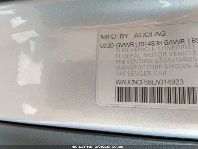 2020 Audi A5, VIN: WAUCNCF58LA014923