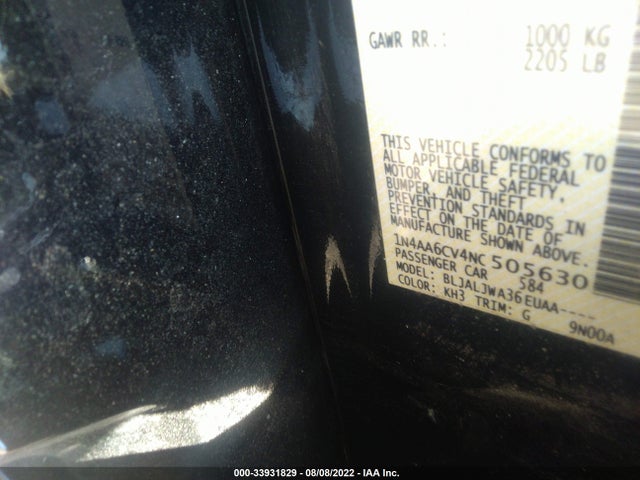 2022 Nissan Maxima, VIN: 1N4AA6CV4NC505630