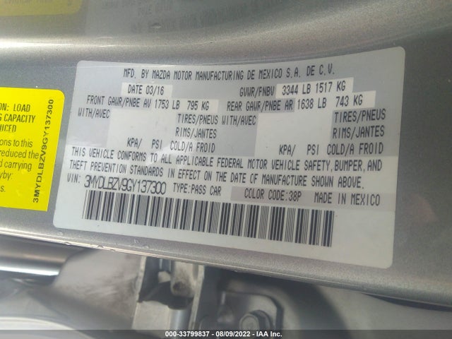 2016 Scion IA, VIN: 3MYDLBZV9GY137300