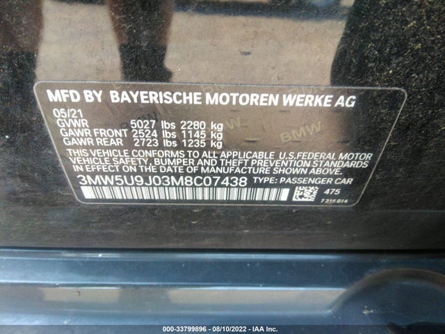 2021 BMW 3 Series, VIN: 3MW5U9J03M8C07438