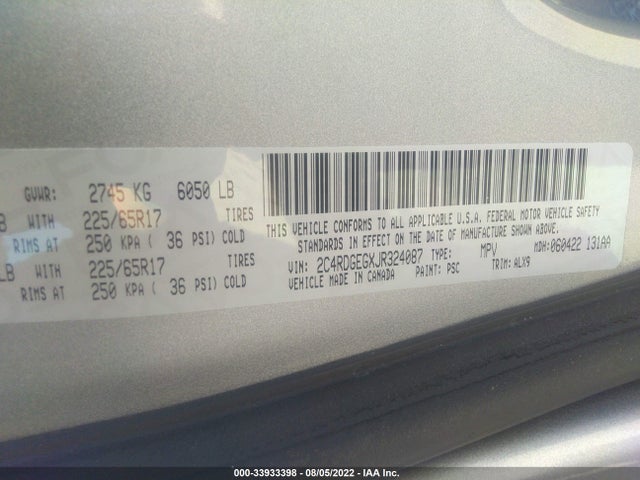 Dodge Grand Caravan Gt 2018 2C4RDGEGXJR324087 Image 9