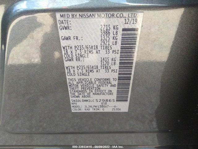 2020 Infiniti QX60, VIN: 5N1DL0MM1LC529865