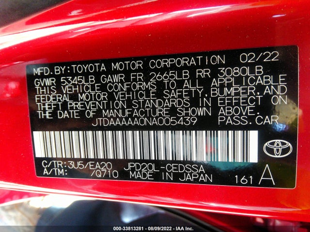 2022 Toyota Mirai, VIN: JTDAAAAA0NA005439