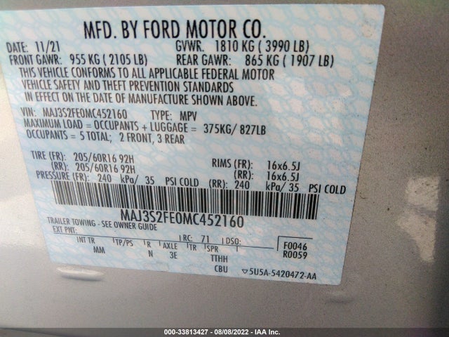 2021 Ford Ecosport, VIN: MAJ3S2FE0MC452160