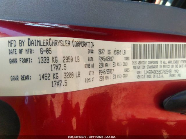1J4GR48K55C702249 Jeep Grand Cherokee Laredo