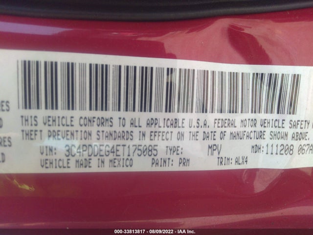 2014 DODGE JOURNEY R/T VIN: 3C4PDDEG4ET175085