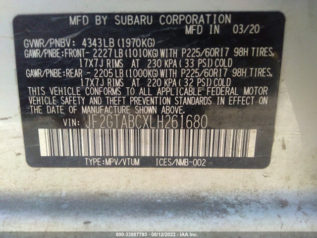 2020 Subaru Crosstrek, VIN: JF2GTABCXLH261680