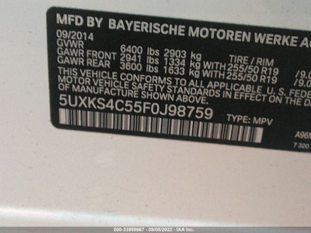 5UXKS4C55F0J98759 BMW X5 Xdrive35d