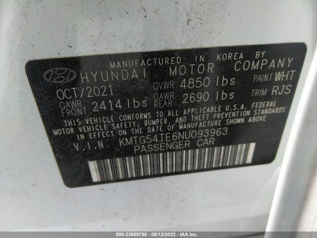 2022 Genesis G70, VIN: KMTG54TE6NU093963