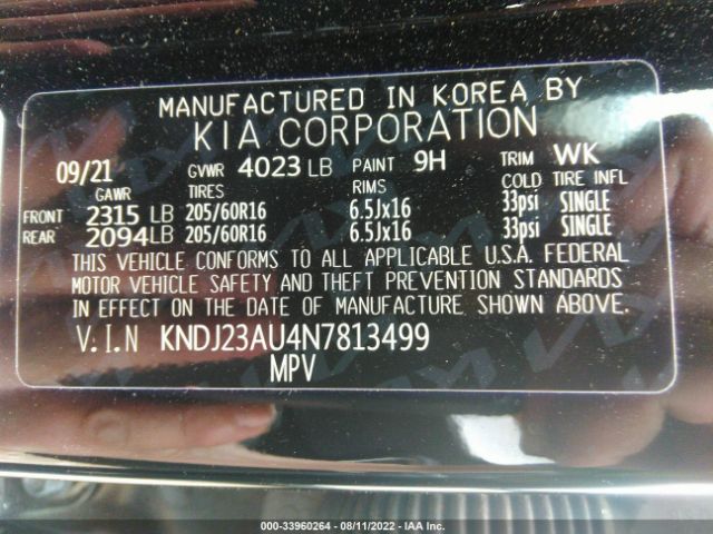 KNDJ23AU4N7813499 KIA SOUL LX