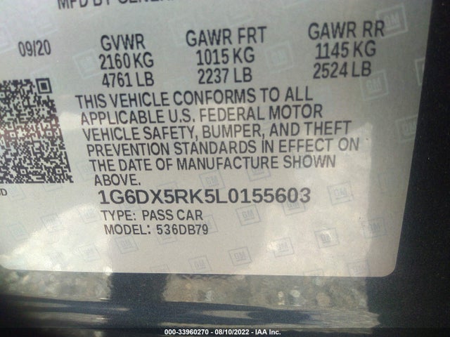 Cadillac CT5 LUXURY 2020 1G6DX5RK5L0155603 Image 10