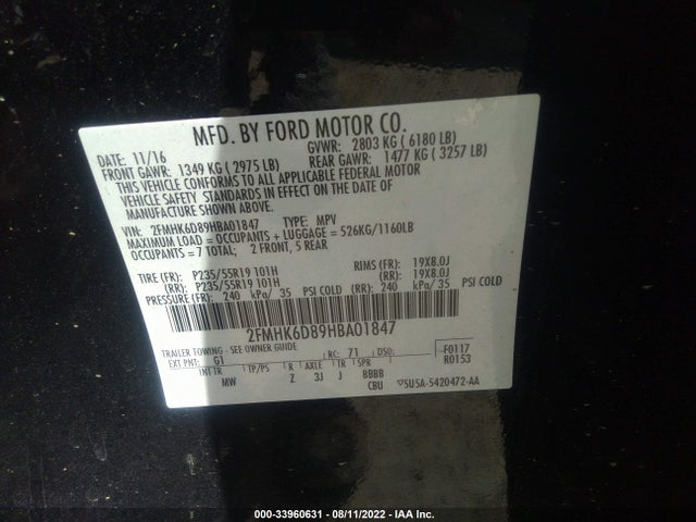 2017 Ford Flex, VIN: 2FMHK6D89HBA01847