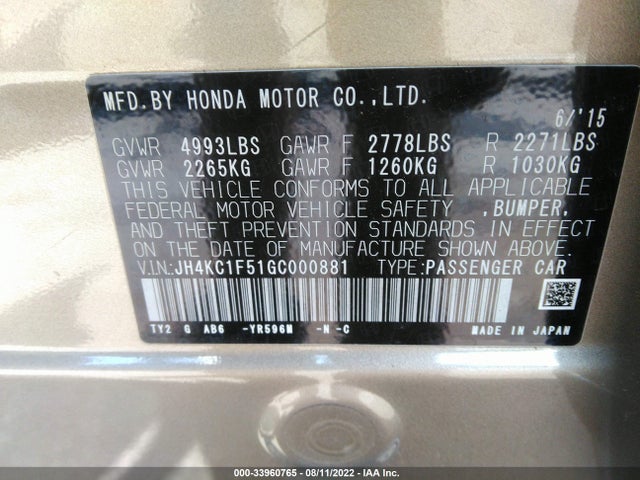 2016 Acura RLX, VIN: JH4KC1F51GC000881