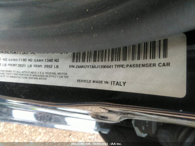 2018 Maserati Ghibli, VIN: ZAM57YTA0J1300441