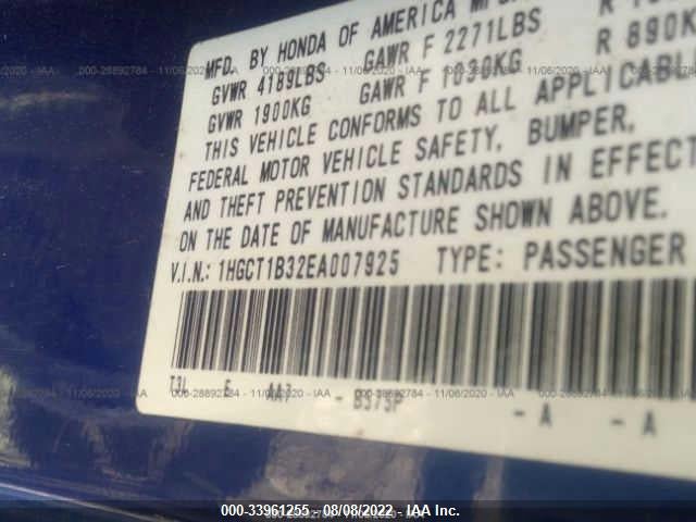 Honda Accord Lx-s 2014 1HGCT1B32EA007925 Image 9