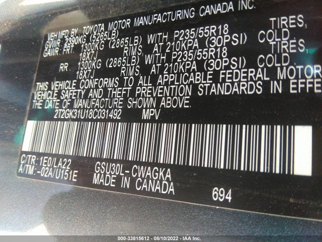 Lexus RX 350 2008 2T2GK31U18C031492 Image 11