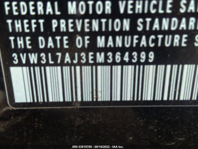 3VW3L7AJ3EM364399 Volkswagen Jetta Sedan Tdi